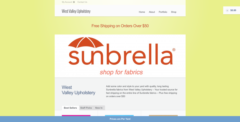 Outdoor Fabrics by West Valley eCommerce Site