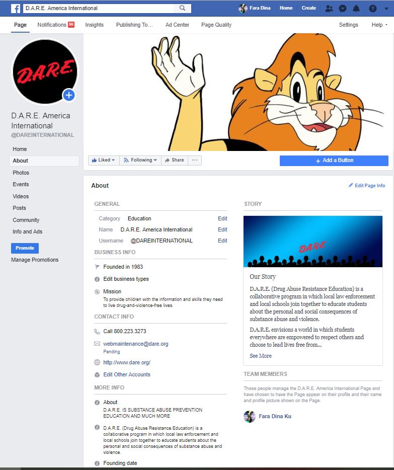 D.A.R.E. Facebook Page