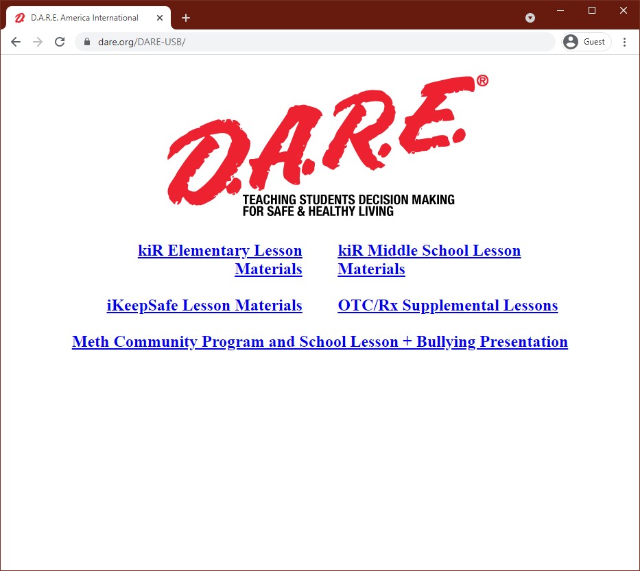 D.A.R.E. Instructional Material on the Web, converted from DVDs