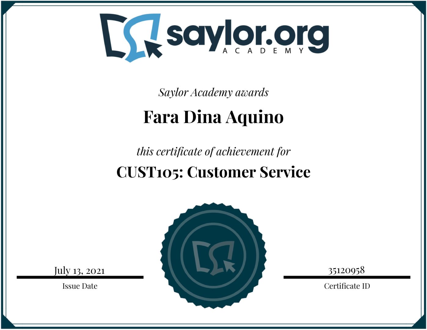 Saylor Academy Customer Service Certificate