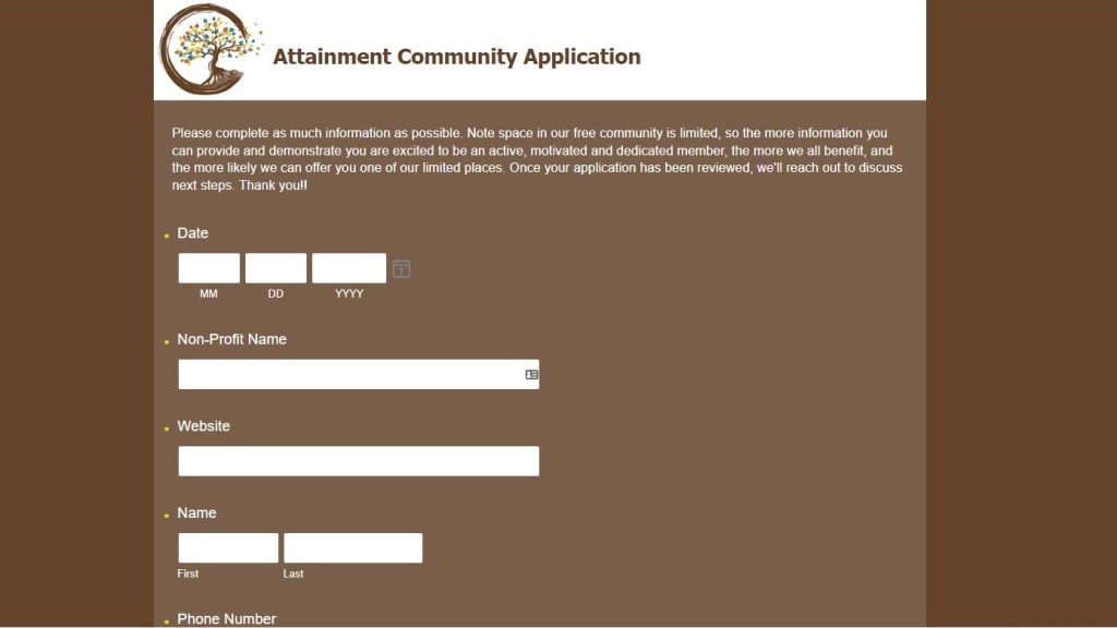 Attainment Community Application Form